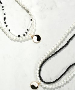 2 Layered Yin Yang Pearl & bead Necklace
