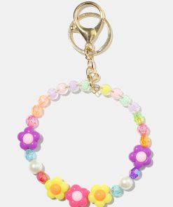 Alternative view of Pastel Flower Bead Bracelet Keychain
