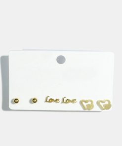 Alternative view of 3-Pair LOVE & Heart Stud Earrings