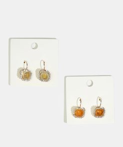 Square Gemstone Earrings