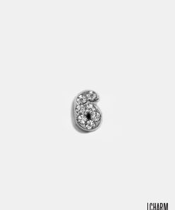 Silver Number 6 Locket Charm