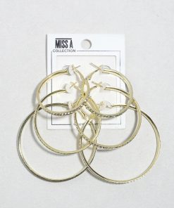 Alternative view of Lustre Trio Rhinestone Hoop Earrings