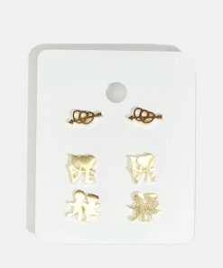 Alternative view of 3-Pair Multi-Design Earring Set