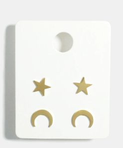 Alternative view of 2-Pair Star & Moon Stud Earrings