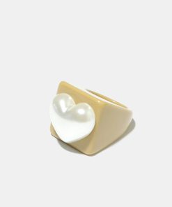 Alternative view of Neutral Pearl Heart Ring