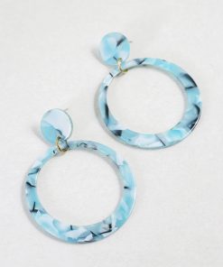 Trendy Marbled Resin Hoop Earrings