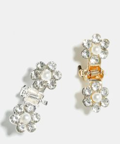 Rhinestone Pearl and Flower Mini Hair Clip