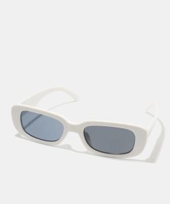 Alternative view of A+ White Retro Rectangle Sunglasses